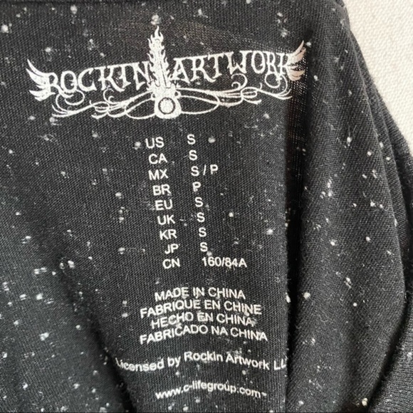 Rockin Artwork • Black Speckled Jimi Hendrix Tee Shirt - Picture 5 of 6